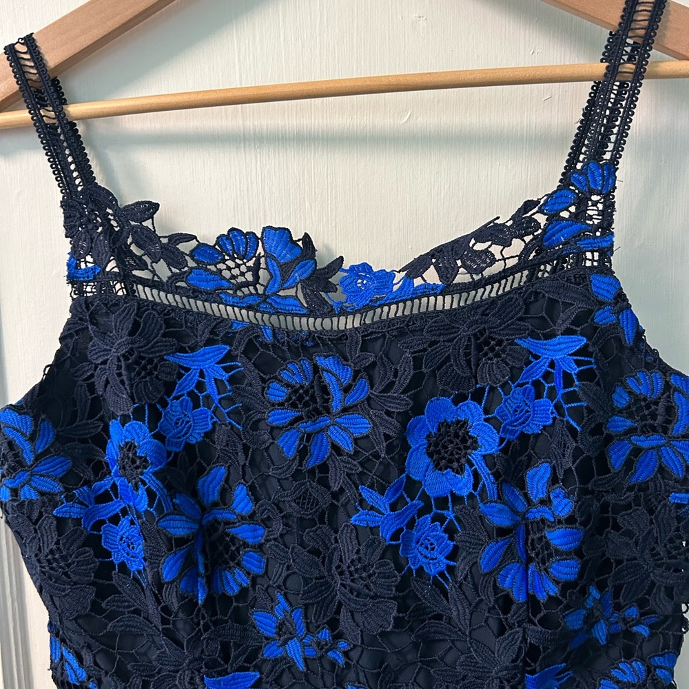 T Tahari Blue and Navy Lace Dress